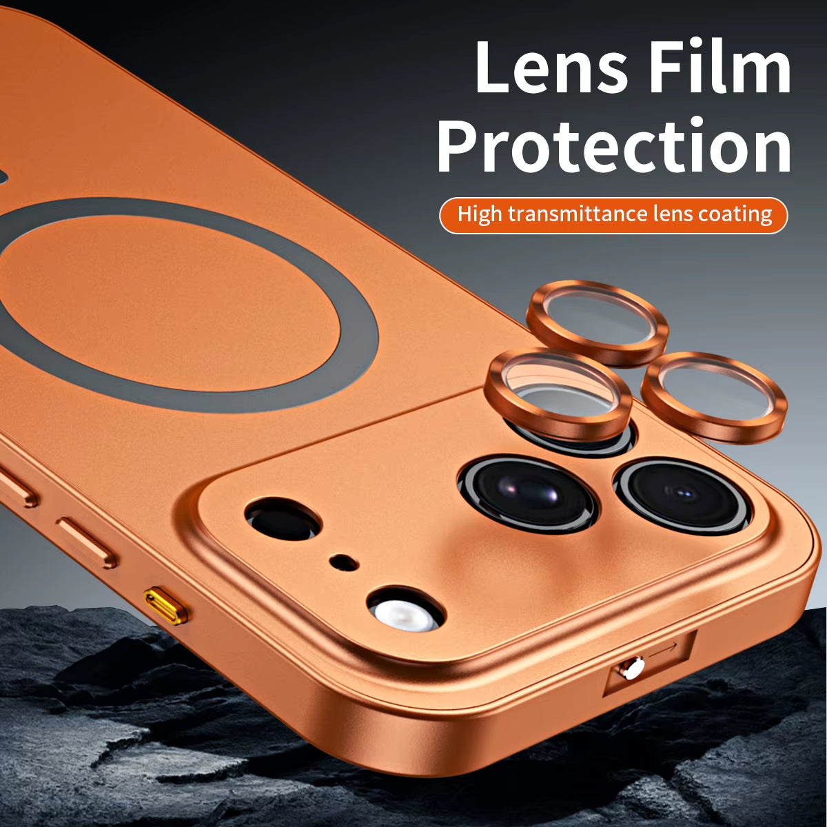 Aluminum Alloy Magnetic Charging Phone Case Shockproof Metal Frame Lens Protection Phone Cover for Iphone 17 16 15 Pro Max