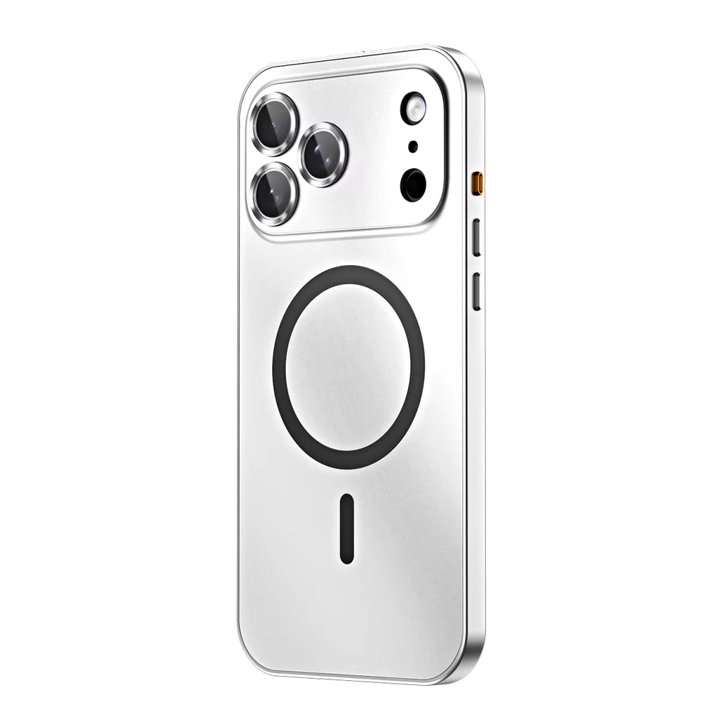 Aluminum Alloy Magnetic Charging Phone Case Shockproof Metal Frame Lens Protection Phone Cover for Iphone 17 16 15 Pro Max