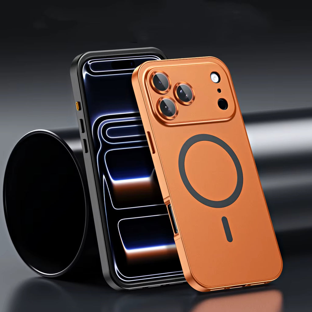 Aluminum Alloy Magnetic Charging Phone Case Shockproof Metal Frame Lens Protection Phone Cover for Iphone 17 16 15 Pro Max